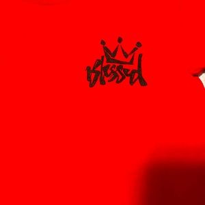 Blessed “Kanji”  Boys T-Shirt Red, Size Small